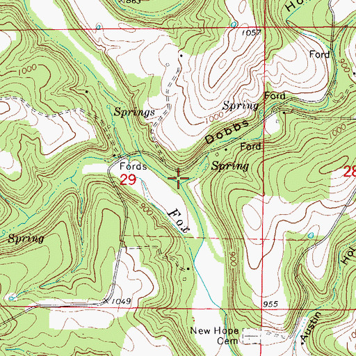Topographic Map of Dobbs Hollow, MO