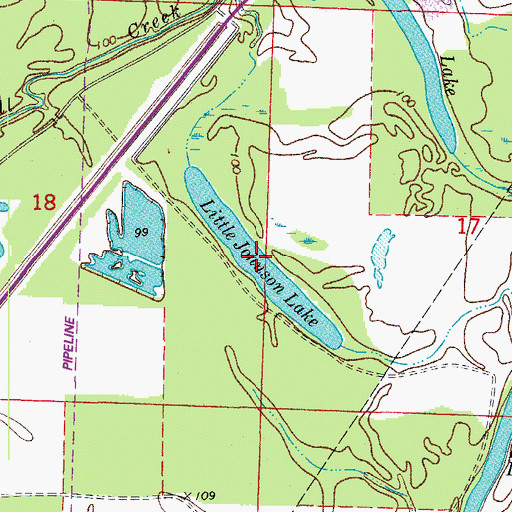 Topographic Map of Little Johnson Lake, AR
