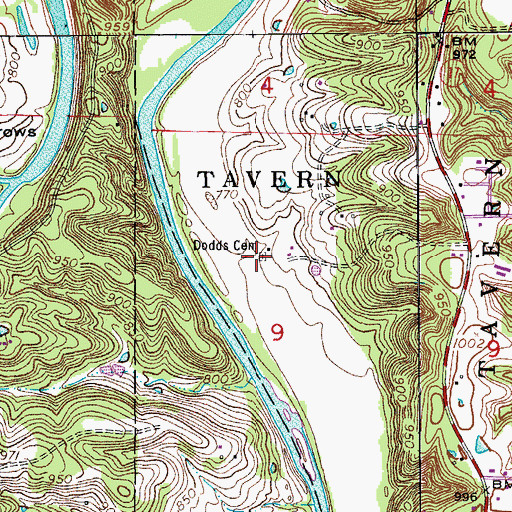 Topographic Map of Dodds Cemetery, MO