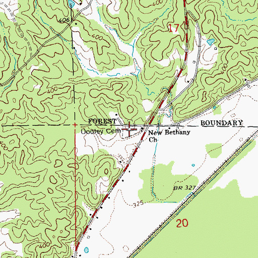 Topographic Map of Dooley Cemetery, MO