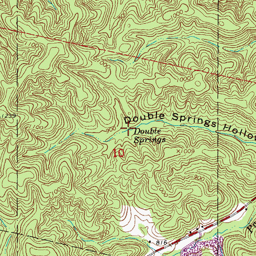 Topographic Map of Double Springs, MO