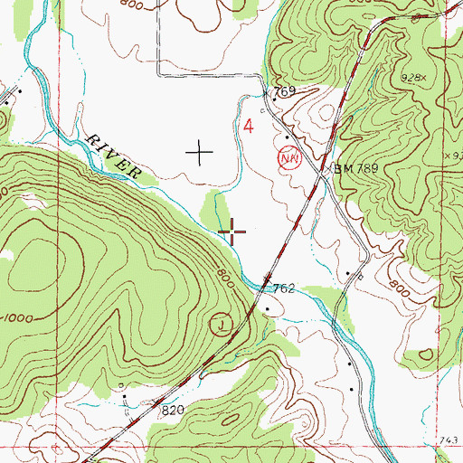 Topographic Map of Dry Branch, MO