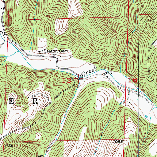 Topographic Map of Dry Branch, MO