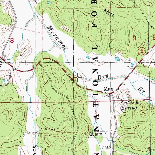 Topographic Map of Dry Branch, MO