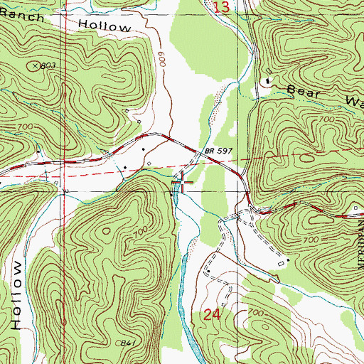 Topographic Map of Dry Branch, MO