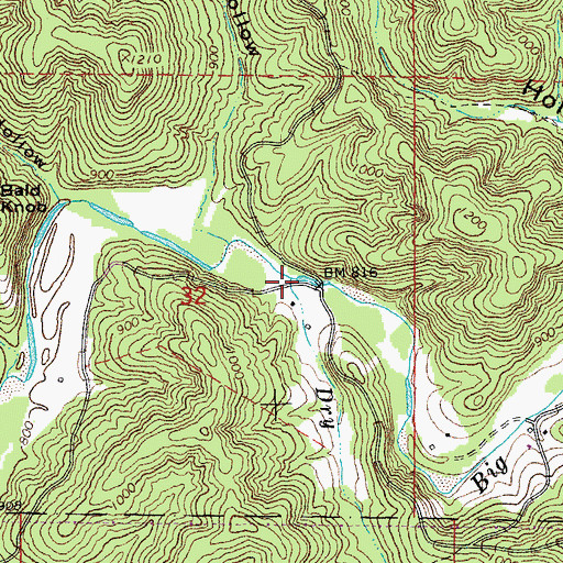 Topographic Map of Dry Creek, MO
