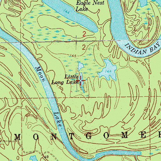 Topographic Map of Little Long Lake, AR