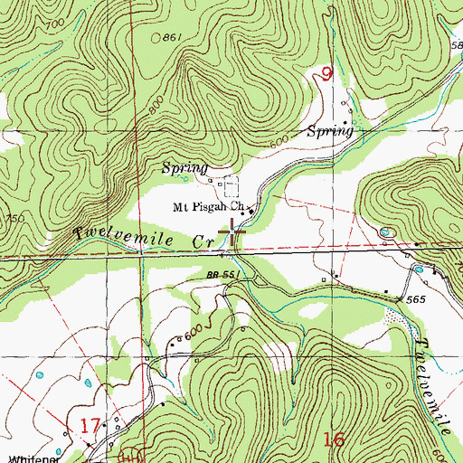 Topographic Map of Dry Creek, MO