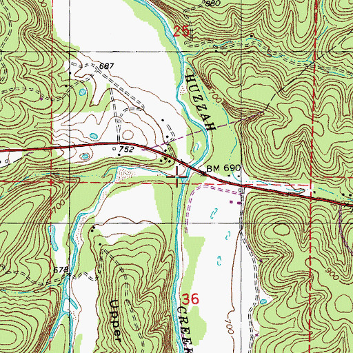 Topographic Map of Dry Creek, MO