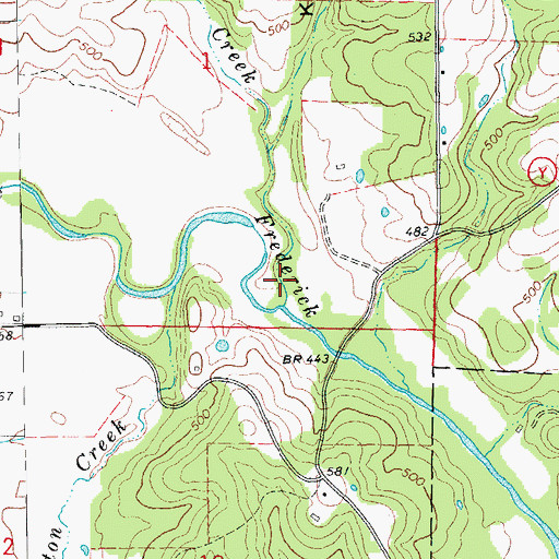 Topographic Map of Dry Creek, MO