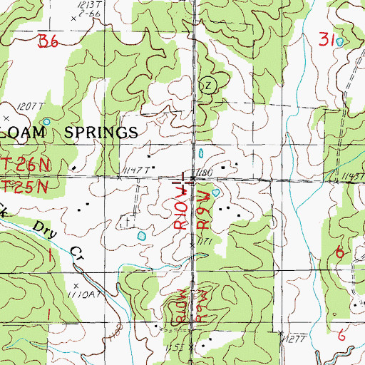 Topographic Map of Dry Creek School (historical), MO
