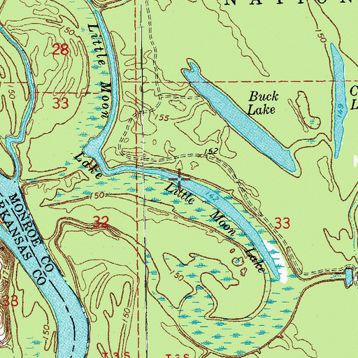 Topographic Map of Little Moon Lake, AR