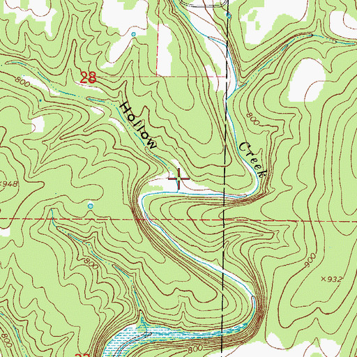 Topographic Map of Dry Hollow, MO