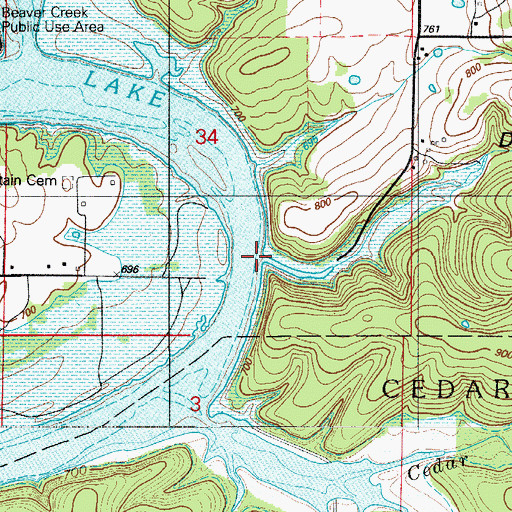 Topographic Map of Dry Hollow, MO
