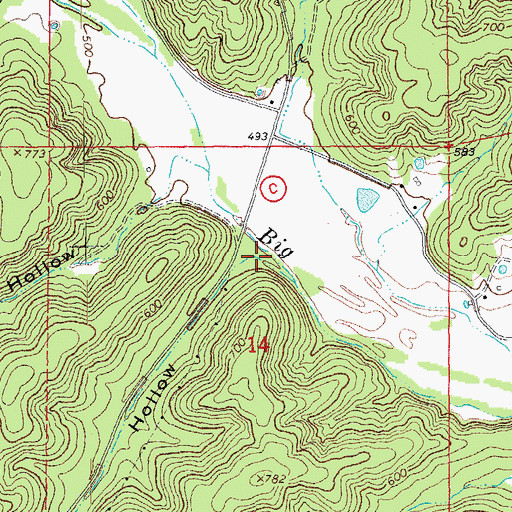 Topographic Map of Dry Hollow, MO