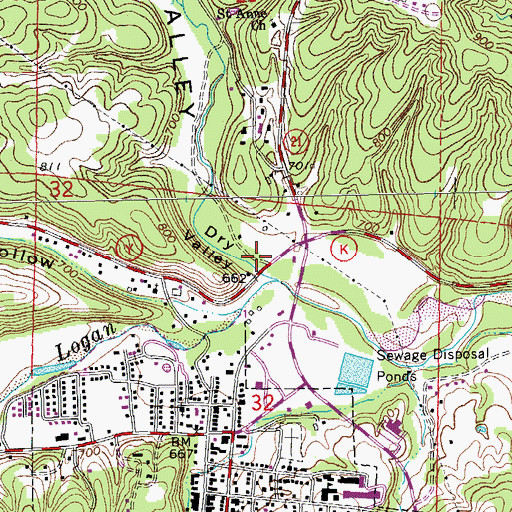 Topographic Map of Dry Valley, MO