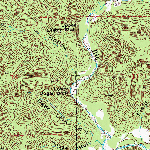 Topographic Map of Dugan Hollow, MO