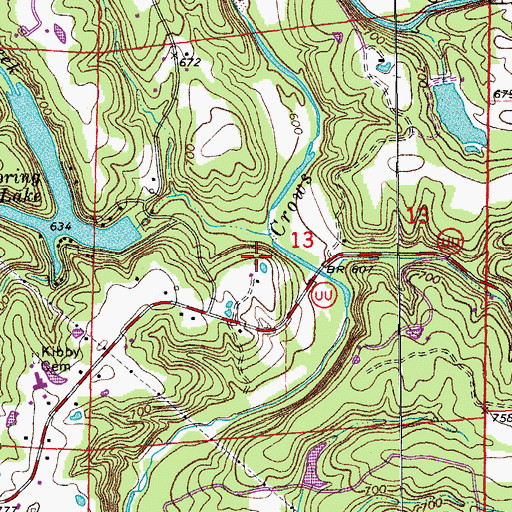 Topographic Map of Dunlap Creek, MO