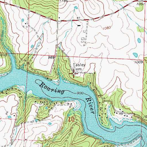 Topographic Map of Easley Cemetery, MO