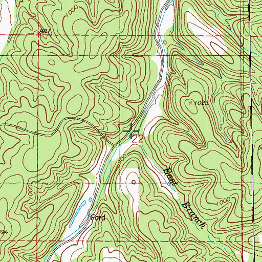 Topographic Map of East Branch Shoal Creek, MO