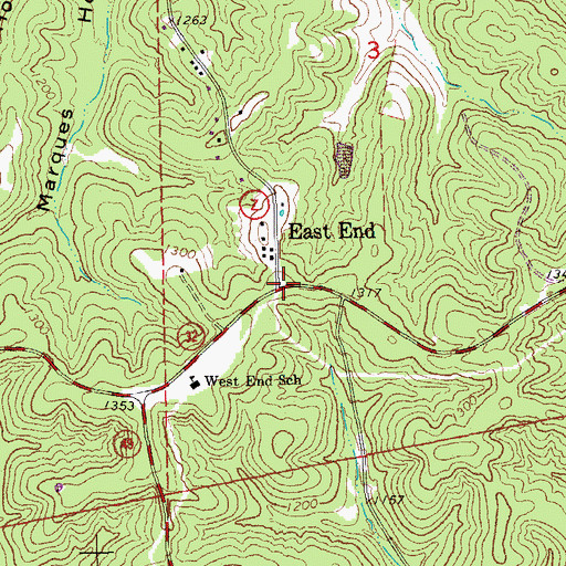 Topographic Map of East End, MO