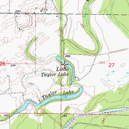 Topographic Map of Little Taylor Lake, AR