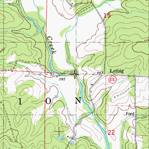 Topographic Map of East Fork Fourche Creek, MO
