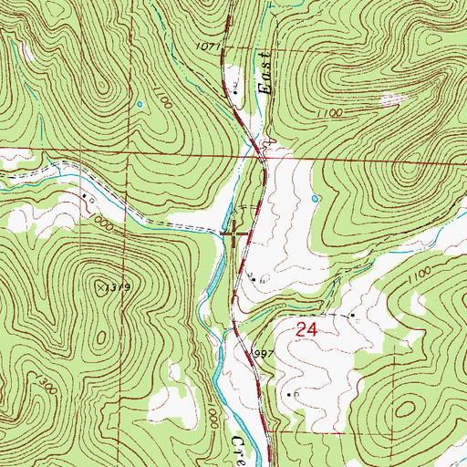 Topographic Map of East Fork Rock Creek, MO