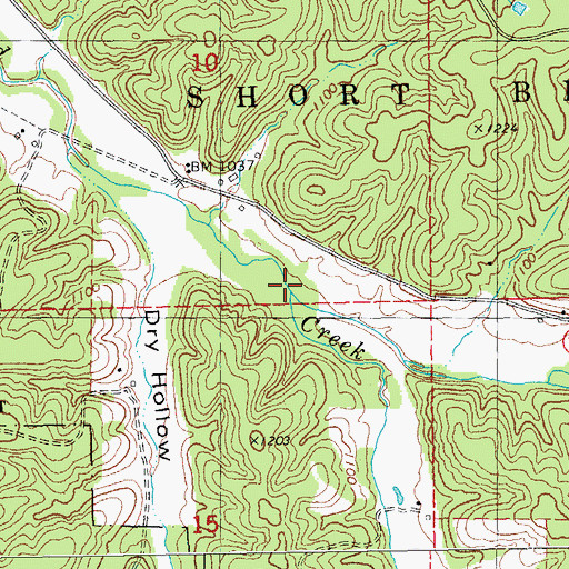 Topographic Map of East Prong Crooked Creek, MO