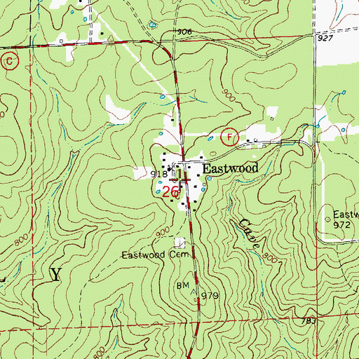 Topographic Map of Eastwood, MO