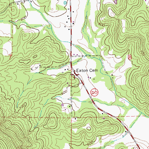 Topographic Map of Eaton Cemetery, MO