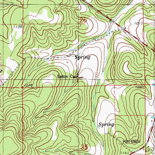 Topographic Map of Eaton Cemetery, MO