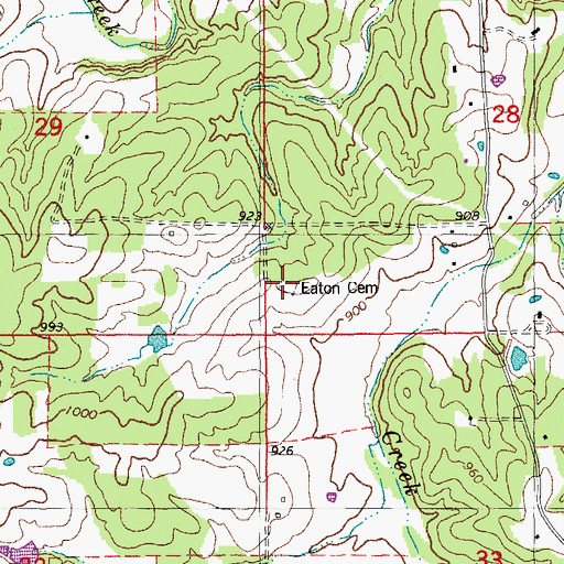 Topographic Map of Eaton Cemetery, MO