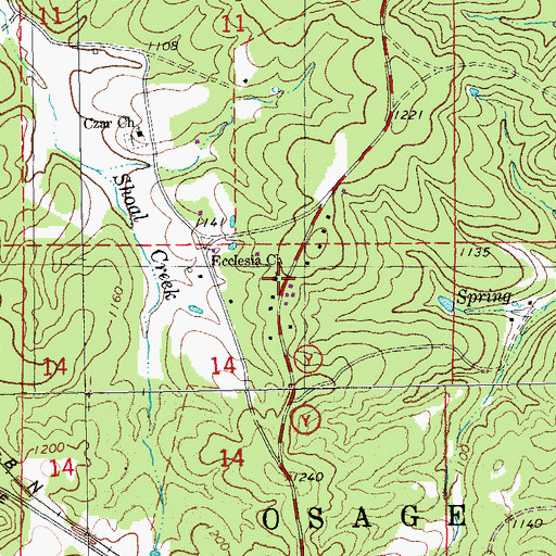 Topographic Map of Ecclesia Church, MO