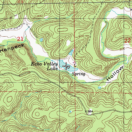 Topographic Map of Echo Valley Lake, MO