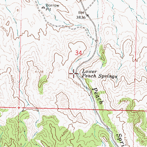 Topographic Map of Lower Peach Springs, AZ