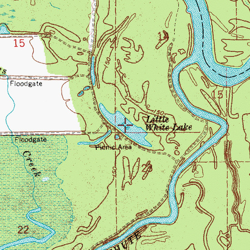 Topographic Map of Little White Lake, AR