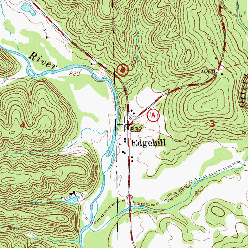 Topographic Map of Edgehill, MO