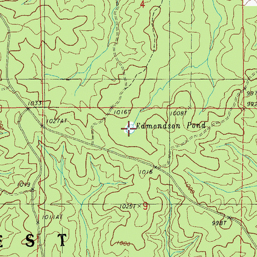 Topographic Map of Edmondson Pond, MO