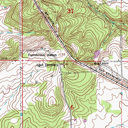 Topographic Map of Egan Cemetery, MO