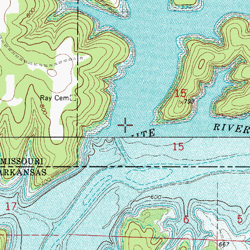 Topographic Map of Elbow Creek, MO