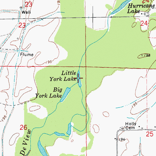 Topographic Map of Little York Lake, AR
