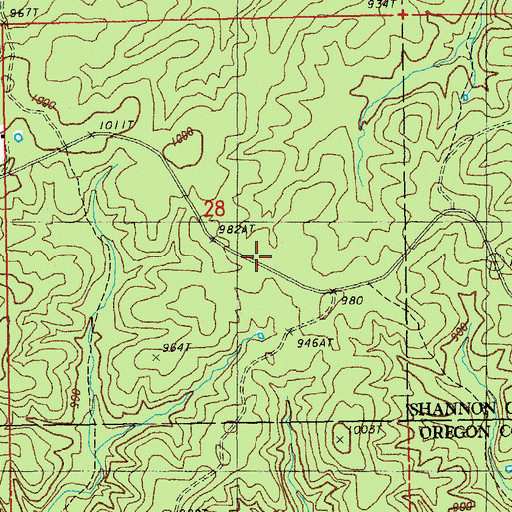 Topographic Map of Elbow Pond, MO