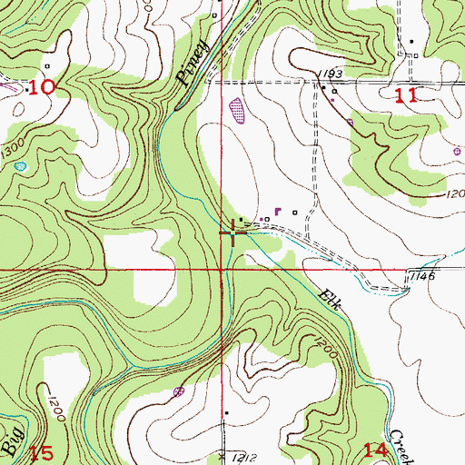 Topographic Map of Elk Creek, MO