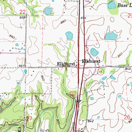Topographic Map of Elkhurst, MO