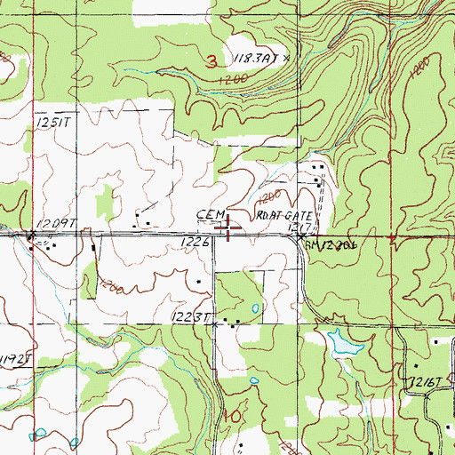 Topographic Map of Ellis Prairie Chapel, MO