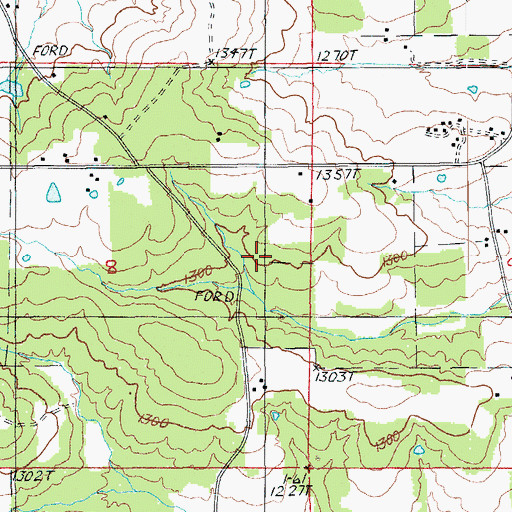 Topographic Map of Ellis Prairie School (historical), MO