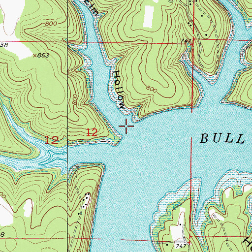 Topographic Map of Elm Hollow, MO