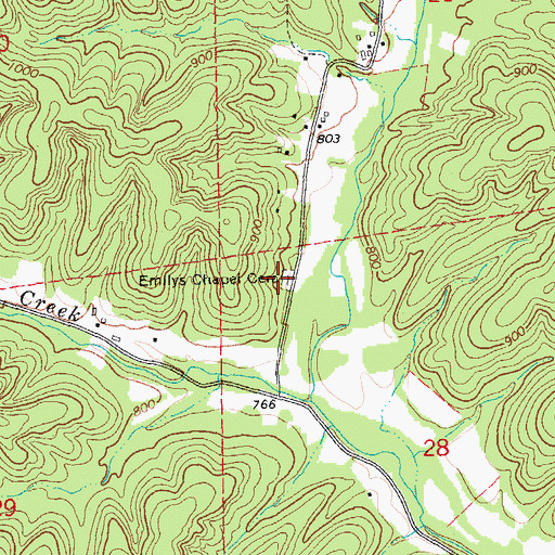 Topographic Map of Emilys Chapel Cemetery, MO