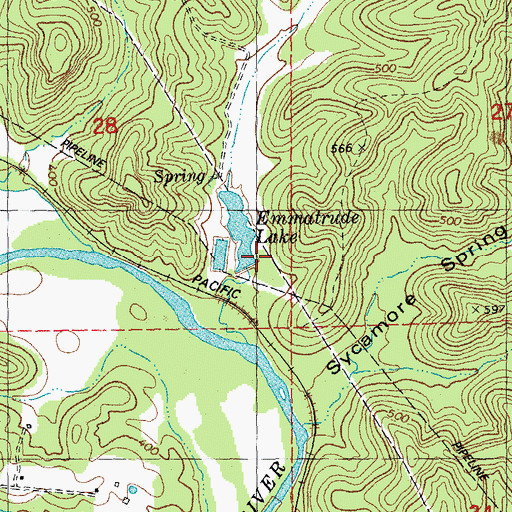 Topographic Map of Emmatrade Lake, MO